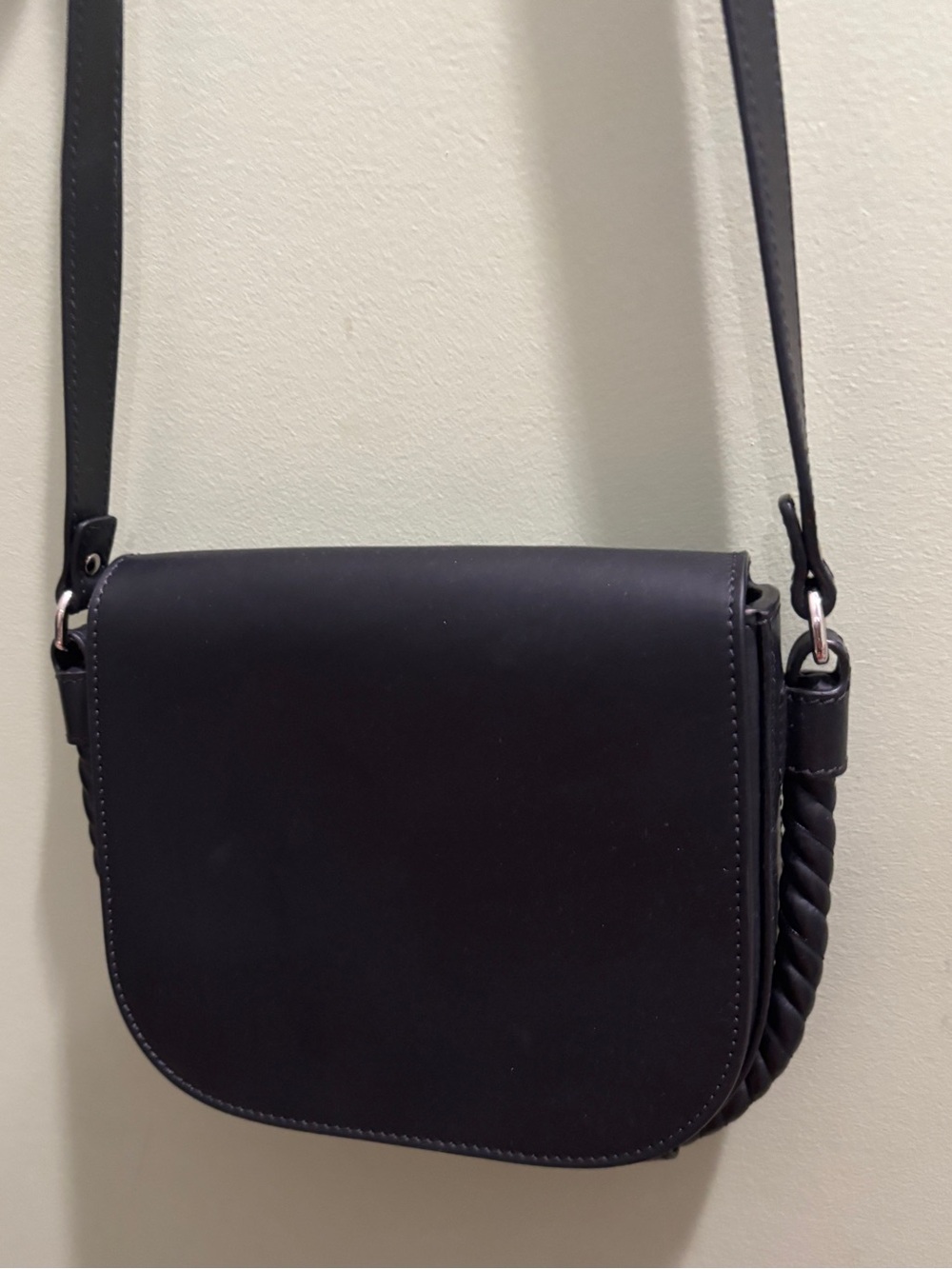 Jenni Kayne Black Leather Crossbody Bag with braided sides